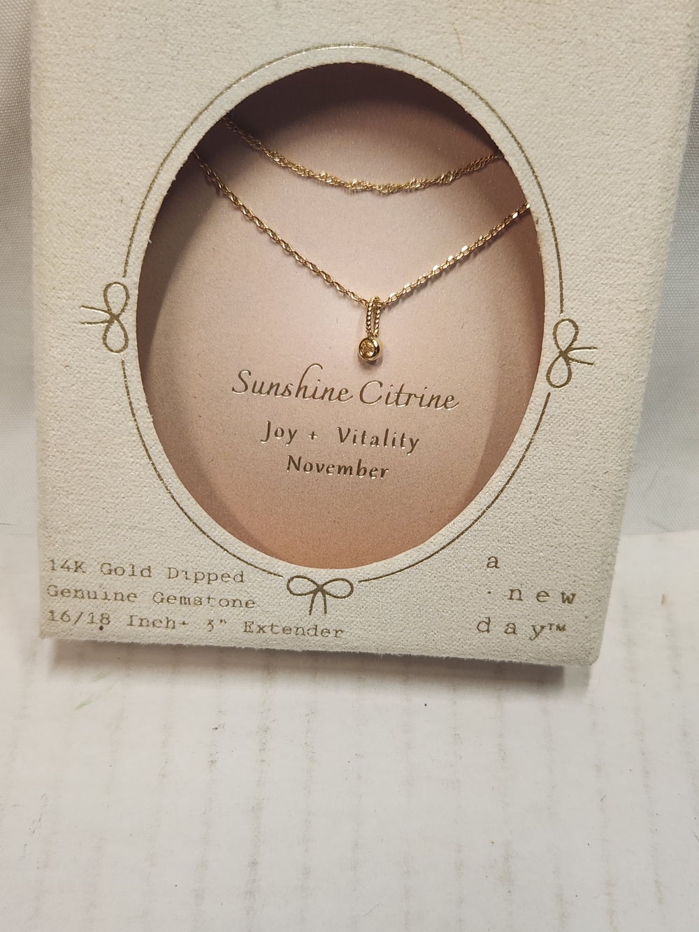 a new day Gold-Tone Citrine Pendant Necklace